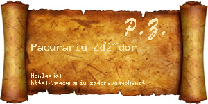 Pacurariu Zádor névjegykártya